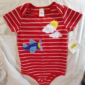 Carter's Boys Onesie Plan & Sky,Red&White Stripes